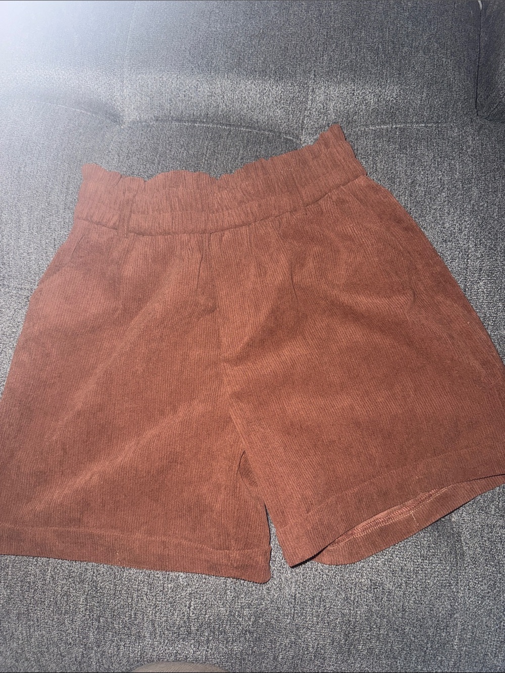 High-Waist Brown Corduroy Women’s Shorts